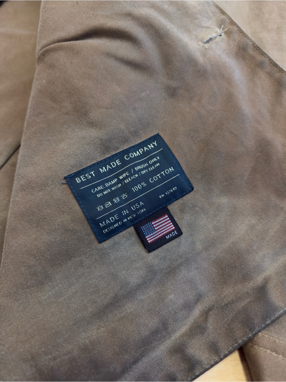 RARE Best Made Co Mens Tan Light Waxed Cruiser Jacket - Size XS (Made in USA) - Picture 10 of 16